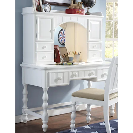 Fun White Utility Desk with Storage Hutch